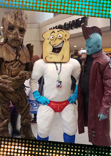 powdered toast man cosplay and groot, yondu cosplay