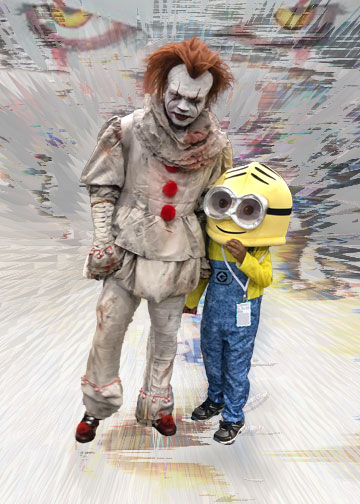 pennywise and minion cosplay cute kid